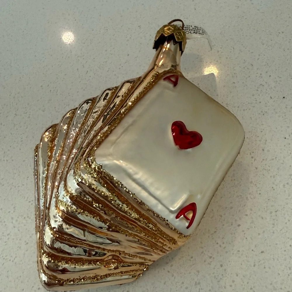 Vtg Pier 1 Imports Blown Glass Ace Of Hearts‎ Cards Christmas Ornament